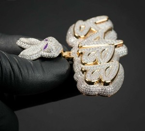 Men's Women's Customized 925 Sterling <b>Silver</b> Rabbit Bail Moissanite Diamond <b>Necklace</b> Pendant Gold Plated 4-<b>Letter</b> Name Fashion - Product Image 6