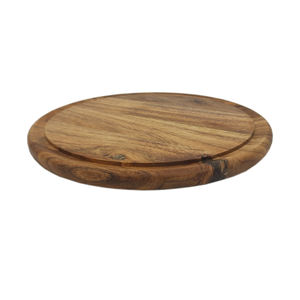 Assiette en bois de forme ronde Assiette de vaisselle élégante de couleur naturelle pour servir des aliments dans le restaurant et la décoration de table - Product Image 5