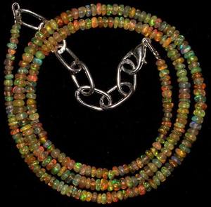 Natural Fire <b>Opal</b> Beads Necklace Multi-Color Genuine Gemstone Jewelry Silver Chain Pattern 20 Carat <b>Bracelet</b>/Earring Perfect - Product Image 3