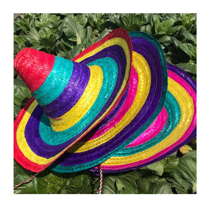 หมวกฟางเม็กซิกันสีสันสดใสขอบปีกกว้างอุปกรณ์ปาร์ตี้ที่สมบูรณ์แบบสำหรับของขวัญตกแต่งหรือเครื่องแต่งกายฮาโลวีน - Product Image 1