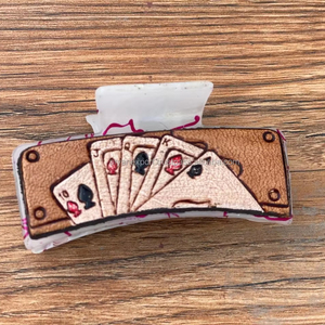 Pince à cheveux en cuir gravée personnalisée Western usiné à la main accessoires de cheveux en cuir de vache pour femmes cadeau de fête des mères cadeau de vacances - Product Image 3