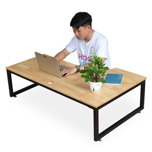 โต๊ะนั่งเตี้ยดีไซน์มินิมอล 120x70 ซม. ท็อปโค้งทำจากไม้ยางพาราและขาเหล็ก ต้องประกอบเอง-SPD68155 - Product Image 1