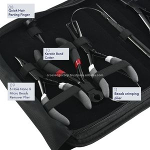 10pcs <b>Black</b> Color <b>Hair</b> Extension Tools Kit Tape in <b>Hair</b> Extensions Beads Plier Parting Finger Comb Scissor 4pcs Needles Cutter - Product Image 4