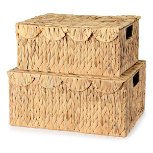Eco-friendly <b>container</b> box <b>water</b> hyacinth <b>containers</b> low price hand weaving straw <b>storage</b> boxes - Product Image 1