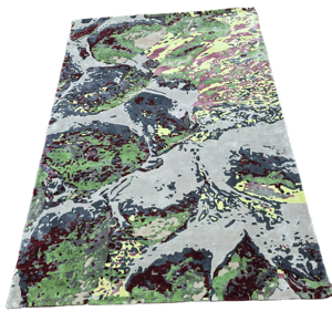 Alfombra de Lana de Lujo Personalizada con Diseño Abstracto en Capas, Moderna y Texturizada para Sala de Estar o Dormitorio, de Alta Calidad, Tufted, Resistente a Mascotas y Antideslizante - Product Image 1