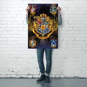 Cuadro de Lienzo con Diseño Moderno de Harry Potter, Representando las Armerías de las Casas de Hogwarts, con Marco Negro - Product Image 3