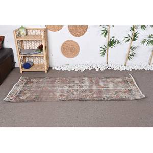 Alfombra de retazos de lana Beige Vintage hecha a mano, área rectangular grande de 2,8x6,3 pies, estilo clásico para dormitorio, látex de felpa para pasillo - Product Image 1