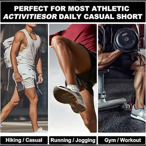 Bermuda athlétique 3 pouces pour homme avec tissu en maille à séchage rapide, teint uni, style décontracté, fermeture à cordon et poches - Product Image 6