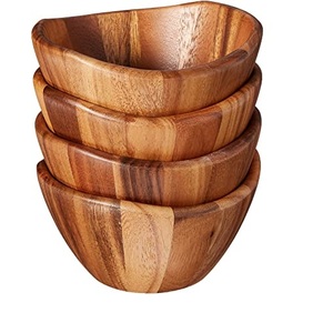 Tazón de Madera para Servir Comida, Tazón de Madera para Servir Ensaladas o Frutas, Tazón de Madera Chino para Servir, Acabado en Nogal, para Uso en el Hogar u Hotel - Product Image 2