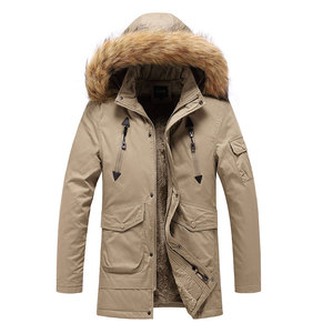 Vestes imperméables en polyester et nylon à capuche en fourrure Veste d'extérieur épaisse décontractée pour hommes - Product Image 4