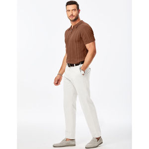 Polos de media cremallera para hombre, camisetas de polo de punto acanalado de manga corta, camisetas de golf informales de moda - Product Image 3