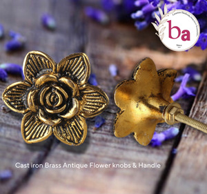 Boutons de fleurs en laiton antique tiroir et poignées pour armoires commodes placards lits salons chambres entrepôts usage extérieur - Product Image 2