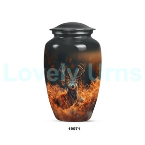 Cerf de qualité supérieure dans l'urne de crémation en aluminium de forêt pour les cendres humaines avec sac en velours gratuit - Product Image 3
