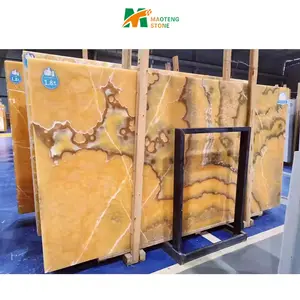 Translucent Solid Surface Countertop Slab Stone Yellow Onyx Walling And Floor Tiles