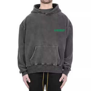 Sweat à capuche unisexe personnalisé avec logo brodé, effet délavé, vintage, en molleton/éponge française, respirant, séchage rapide, 100% coton lourd - Product Image 1
