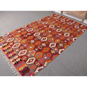 Alfombra Vintage de 4.7x8.1 pies, Alfombra Turca de Lana con Diseño Floral Rojo - Product Image 2