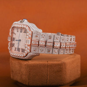 Montre Moissanite à cadran carré de vente chaude pour hommes montre automatique de luxe avec chiffre romain aspect diamant - Product Image 4