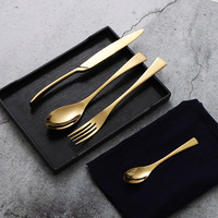 Lot de couverts en acier inoxydable plaqué or, finition miroir, pour bars, hôtels, restaurants et mariages