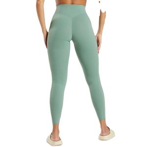 Logo personnalisable Leggings taille moyenne pour femmes Tissu tricoté de couleur unie teint en grande demande pour adultes - Product Image 6