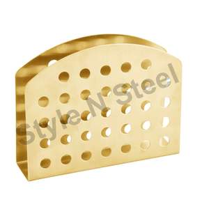 Comptoir de cuisine en acier inoxydable, porte-serviettes de table, support de mouchoirs en fil métallique avec fonction de suspension, support de collecte de papier métallique, or - Product Image 1