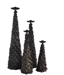 พื้นผิวไม้ต้นคริสต์มาสโลหะตกแต่งบ้านโต๊ะโบราณสีเขียว - Product Image 2