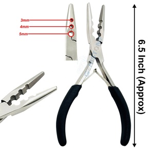 Professional 6.5 Inch Stainless Steel Long Nose 3-Hole Flat Mouth Hair Extension Pliers for Micro Rings Nano Beads - Product Image 1