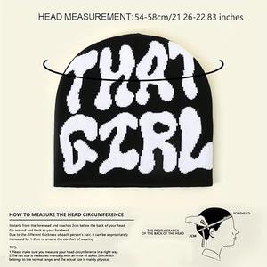 Gorro de Punto con Estampado Digital de Letras para Hombre y Mujer, Gorro Cálido de Jacquard, Gorra Casual Moderna de Estilo Hip Hop, 100% Acrílico - Product Image 3