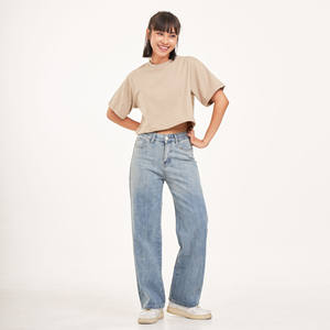 เสื้อครอปแบบลำลองใส่ได้ทั้งชายและหญิงเสื้อยืดโอเวอร์ไซส์สำหรับผู้หญิงป้องกันรอยยับและผ้าไม่พันหลวม - Product Image 5