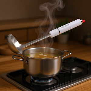 Cucharón de Cocina Lillo Stile Cromado y Blanco 0750 de Acero Inoxidable 10x33cm - Product Image 3