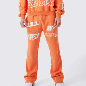 Ensemble de survêtement unisexe avec logo personnalisé, sweat à capuche rose à taille élastique, impression sérigraphique délavée, jogging, streetwear, hiver, OEM - Product Image 6