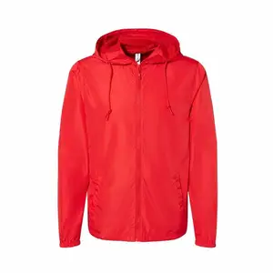 红色夹克平纹设计2024来样定做空白雨衣印花升华内衬街装风衣夹克
