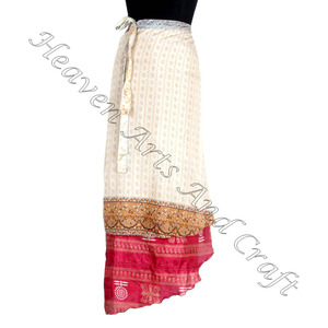 กระโปรงผ้าไหมอินเดียกระโปรงวินเทจทำมือผู้หญิงสองชั้น2ชั้นผ้าไหมวิเศษกลับด้านได้ยาววินเทจ - Product Image 3