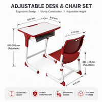 Ensemble de chaises et de tables d'école pour étudiants, économiques, confortables, modernes, réglables, écologiques, en métal, pour une utilisation en classe