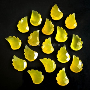 ลูกปัดคาลซิโดนีสีเหลืองธรรมชาติสลักด้วยมืออัญมณีใบหลวมเสน่ห์ของชาวอินเดีย15มม. สำหรับทำเครื่องประดับขายส่ง - Product Image 4