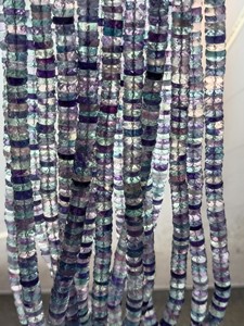 Cuentas de forma de neumático de corte Heishi facetado de fluorita Multi/Disco Natural 5mm 7mm certificado GIA para hacer joyas atractivas - Product Image 6