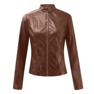 2025 liquidación mujer Chaqueta corta de piel sintética con cremallera Moto Biker Slim Fit chaquetas abrigo ligero Bolero motocicleta prendas de vestir - Product Image 3