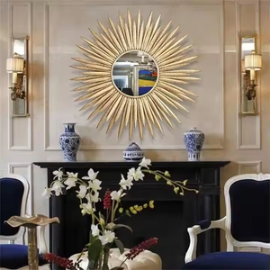 Miroir mural rond de luxe moderne personnalisable en forme de feuille rétro vintage en fer forgé décor durable et écologique pour la maison - Product Image 1