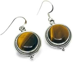 Pendientes de Mujer con Piedra Natural de Ojo de Tigre, Pendientes Unisex para Boda, Compromiso, Joyería Hecha a Mano, Pendientes de Plata de Ley 925 - Product Image 2