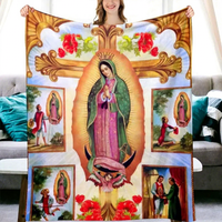 Cadeaux chrétiens pour femmes Cadeaux catholiques Notre-Dame de la Vierge Marie Couverture religieuse Couverture en micro polaire ultra-douce