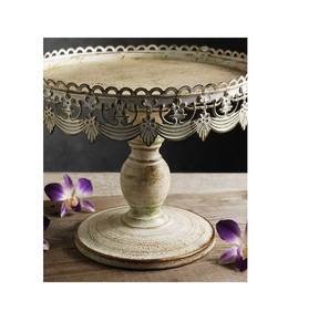 Multi use solid wood cake stand handcrafted for special events decorative dessert presentation or rustic home decor - Product Image 1