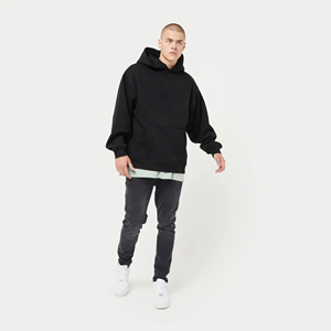 Cotton Polyester Custom Embroidered Men's Heavyweight Hoodies Winter Thermal Pullover Streetwear Style Fleece Solid Breathable - Product Image 3