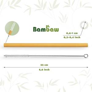 Bamboo <b>Straws</b> <b>Reusable</b> With Cleaner Brush & Pouch/ Eco-Friendly Dishwasher Safe. Great for Smoothies/ Juices /Cocktails - Product Image 5