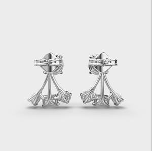 Lab Grown Diamond Designer <b>Drop</b> <b>Earrings</b> with Round Baguette Accents IGI Certified Solid 925 Sterling <b>Silver</b> Anniversary Gift - Product Image 4