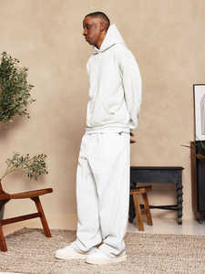 Light <b>Grey</b> Oversized Drop Shoulder 100% Cotton Thick Heavy Hoodies Men Wholesale Cheap Blank Pullover Hooded <b>Sweatshirt</b> - Product Image 4