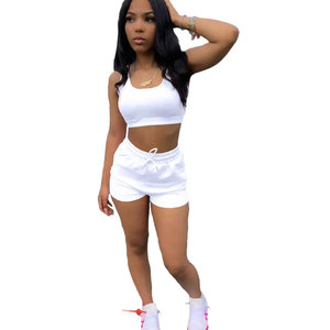 Respirant nouveauté solide moulante sans manches Shorts ensembles assortis femmes 2 pièces ensemble femmes été deux pièces ensemble court - Product Image 3