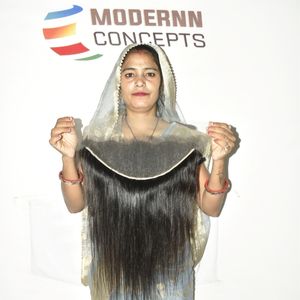 Extensions de cheveux humains vierges bruts non traités, alignés sur la cuticule, tissage droit 13*6, provenant d'un temple indien, du fournisseur - Product Image 4