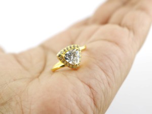 Garnet Trillion <b>Ring</b> 925 Sterling Silver Halo, January Birthstone - Product Image 5