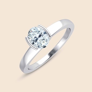 Bague de sommeil ovale élégante avec diamant ovale de laboratoire F-VS de 0,3 carat en or massif 14 carats pour la fabrication de bijoux - Product Image 2