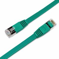 Câble Ethernet plat Cat7 haute vitesse 10 Gbit/s 32AWG en cuivre nu U/FTP vert, cordon de raccordement réseau mince pour routeur, modem, PC