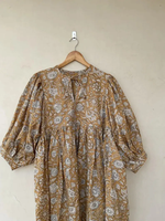 Vestido Maxi Casual Estilo Boho de Talla Única con Cuello Redondo, Mangas Largas, Cierre con Cordón, Cintura Natural, Ecológico, para Playa o Trabajo